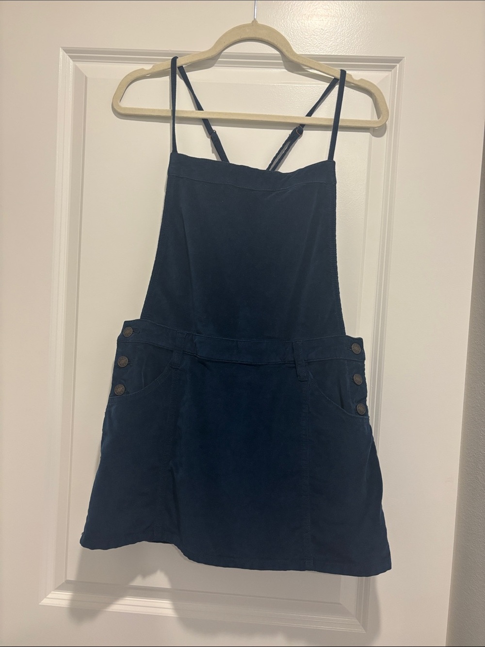 Free People Navy Blue Corduroy Pinafore Skirt